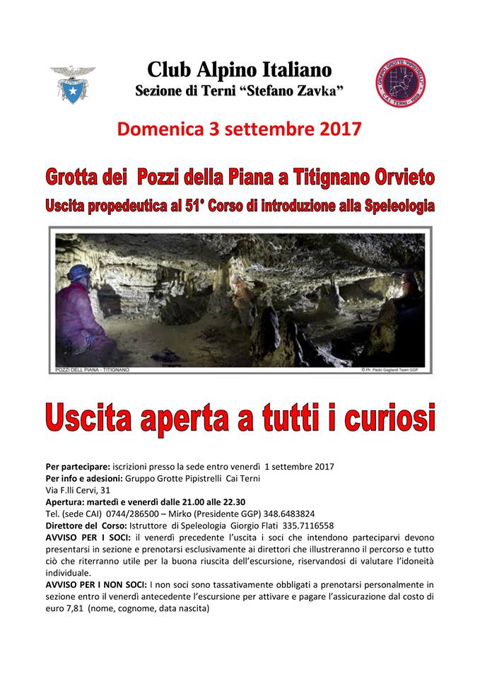 3 settembre 2017 Grotta dei Pozzi della Piana di Titignano di Oriveto (Terni, Umbria)